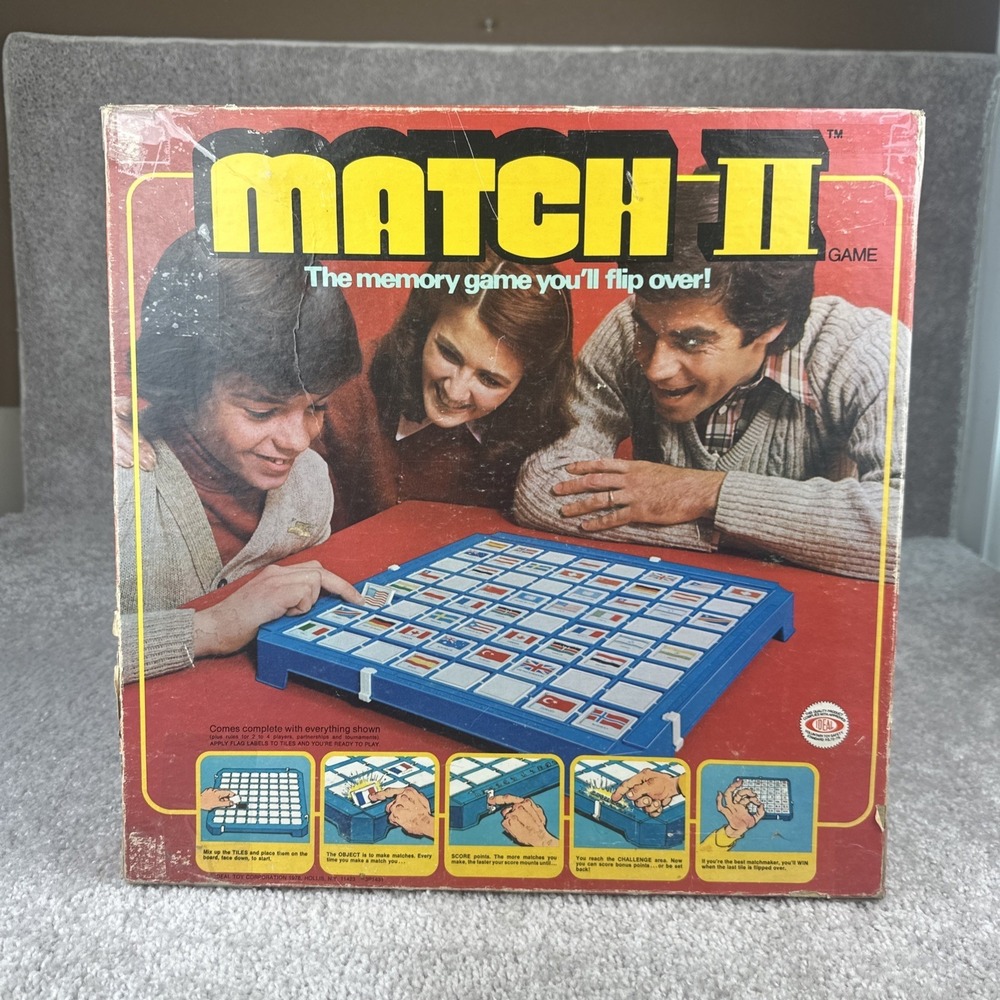 1978‎ Ideal Match II Memory Game with World Flags Flip to Play No Instructions